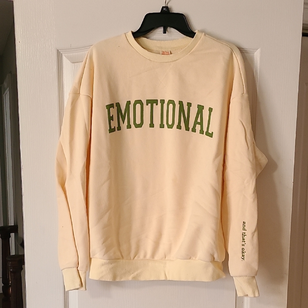 See The Way I See Emotional Graphic Crewneck Sweatshirt Cream Butter Green XL